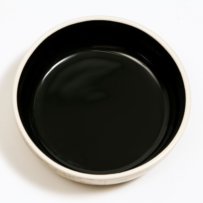 Миска керамическая "Графичная Коты" 200мл, 12 х 3,5 см, бежево-чёрная