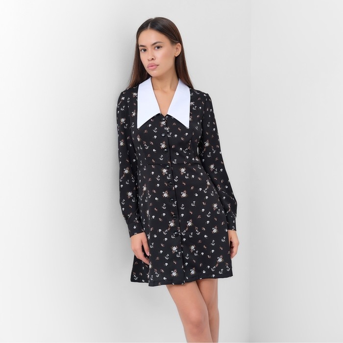 Платье женское с воротником MIST р. 46, черный Платье женское с воротником MIST р. 46, черный