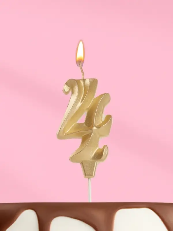 Свеча в торт &laquo;Театральная&raquo;, цифра 4, золотой металлик