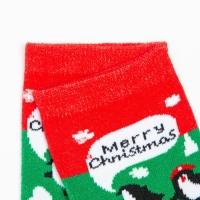 Носки женские новогодние &laquo;Пингвин&raquo;, цвет зелёный, размер 23-26