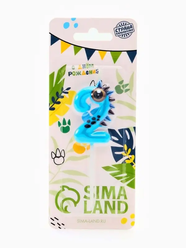 Свеча для торта цифра 2 &laquo;Зверюшка&raquo;, 5 см