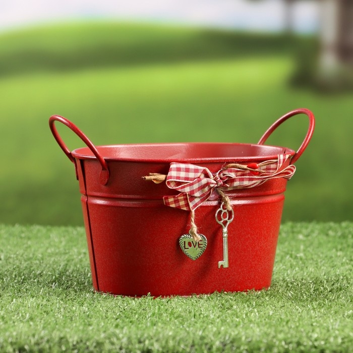 Кашпо "Ведерко Рустад" красное, 14х11х9см