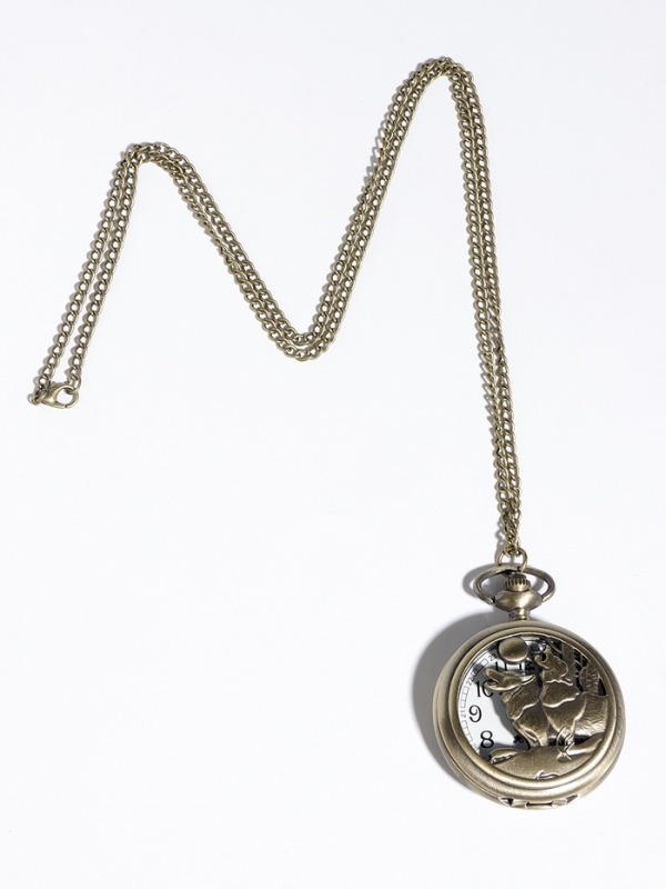 Часы карманные "Волки", кварцевые, цепочка l-40 см, d-4.5 см