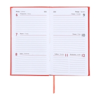 Еженедельник датированный 2025 года, 85х145 мм, 64 листа ESCALADA, твердая обложка из искусственной кожи, блинтовое тиснение, блок 70 г/м&sup2;, коралловый