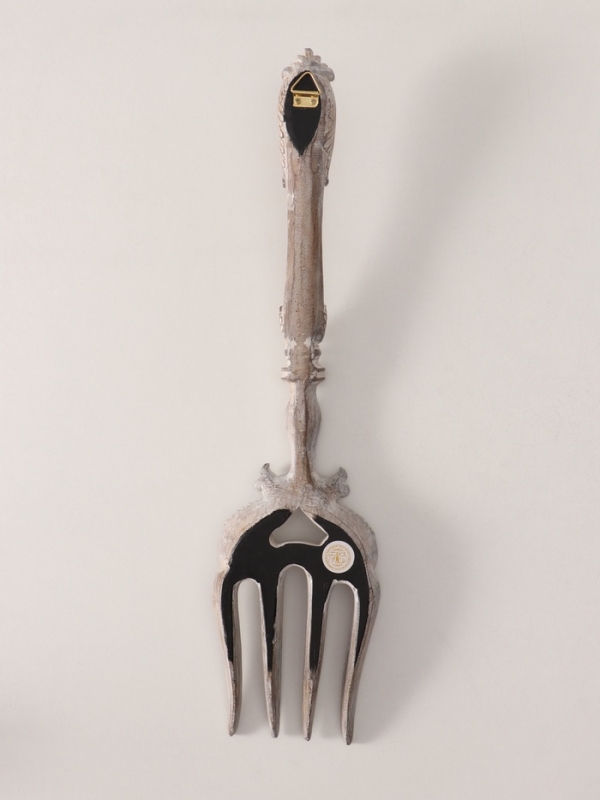 Панно интерьерное полистоун "Винтажная вилка" белая патина 11х46х4,5 см