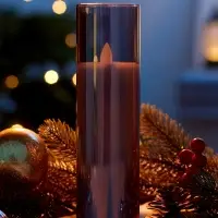 Светодиодная свеча "Серебристая" 18х5.5 см, AAx2 (не в компл.), Т/БЕЛЫЙ