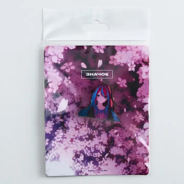 Значок деревянный &laquo;Девушка в цветах&raquo;, аниме , 3,3 х 2,8 см