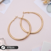 Серьги-кольца «Дискотека» лёгкие, d=6 см, цвет золото Серьги-кольца «Дискотека» лёгкие, d=6 см, цвет золото