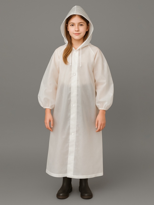 Дождевик детский однотонный прозрачный, рост 120-160 см, цвет МИКС