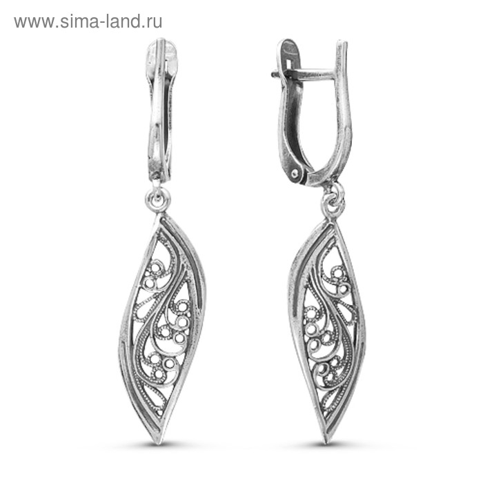 Серьги &laquo;Ферч&raquo;, посеребрение с оксидированием