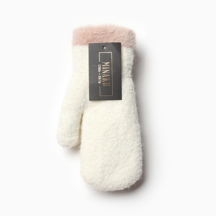 Варежки женские на иск.меху MINAKU опушка 22 см молочный Варежки женские на иск.меху MINAKU опушка 22 см молочный