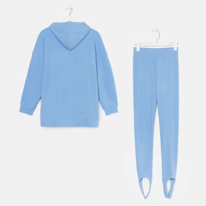 Костюм женский (толстовка/легинсы), цвет голубой, размер 50