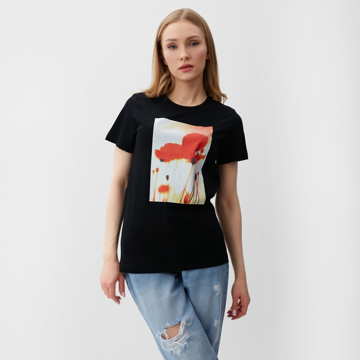 Футболка женская, цвет черный, размер 48 Футболка женская, цвет черный, размер 48