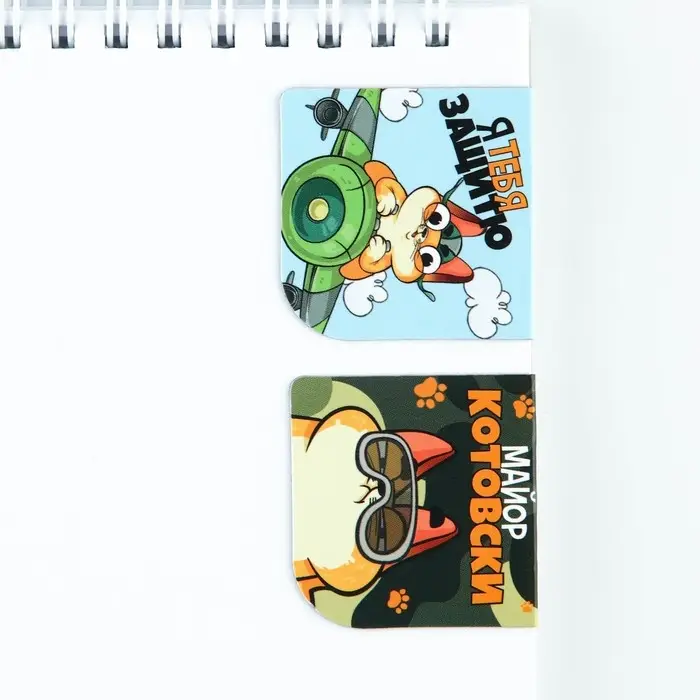 Магнитные закладки для книг, 2 шт., 4&times;4 см, на подложке &laquo;Кот&raquo;