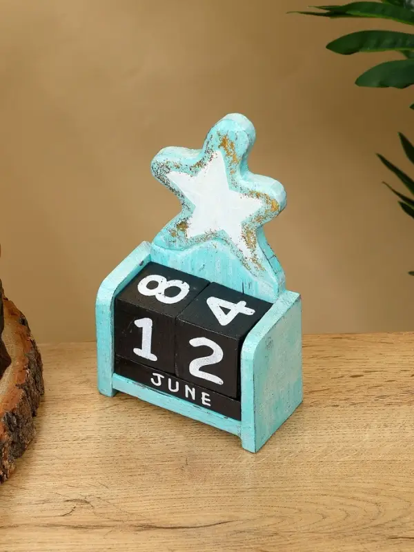 Календарь настольный "Морская звезда" дерево 11х5х16 см, цв. золотисто-бирюзовый