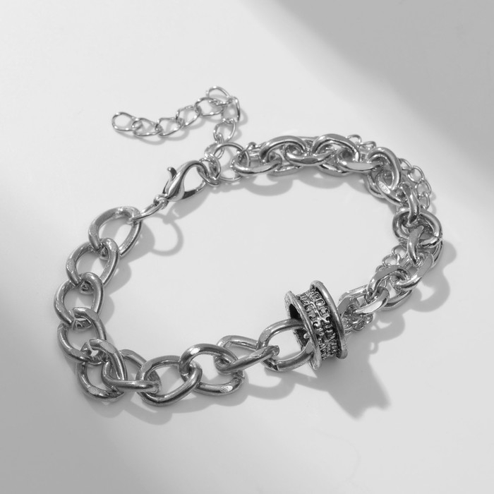 Браслет металл &laquo;Колесо&raquo; цепь, цвет чернёное серебро, L=16 см