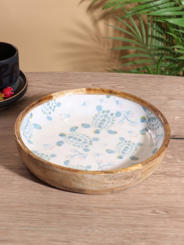 Блюдо "Черепаха и цветы" дерево манго 25,5х25,5х6 см