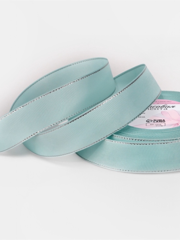 Лента репсовая &laquo;Серебряные нити&raquo;, 25 мм &times; 23 &plusmn; 1 м, цвет светло-голубой №013