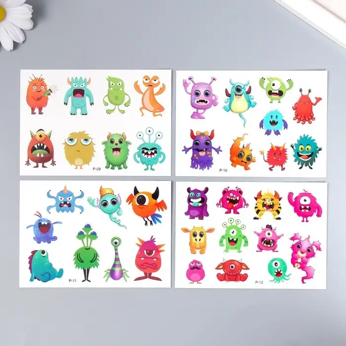 Татуировка на тело цветная "Праздник монстров" 11,5х8 см, МИКС