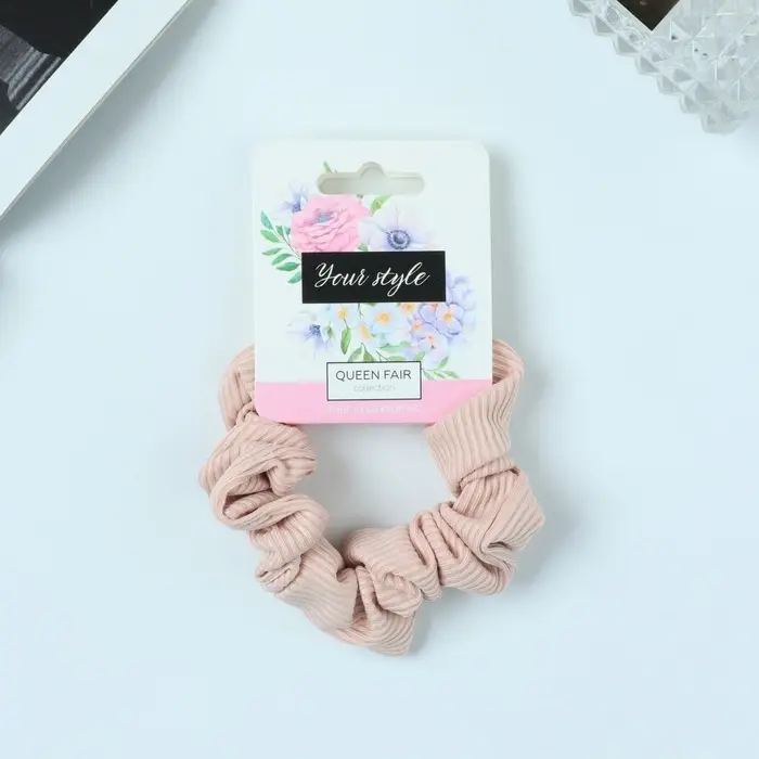 Резинка для волос "Орбита" классика полоска текстура, 9 см, розовый