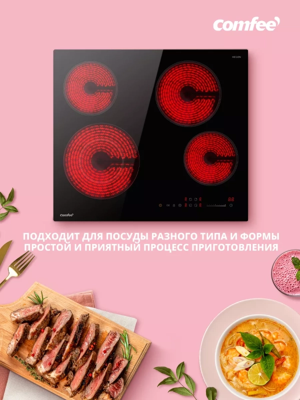 Электрическая варочная панель CEH611, 4 конфорки, расширение