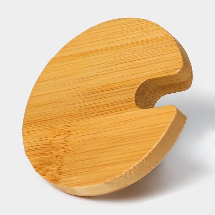 Крышка для ёмкостей Доляна, d=5.5 см, с ручкой, бамбук