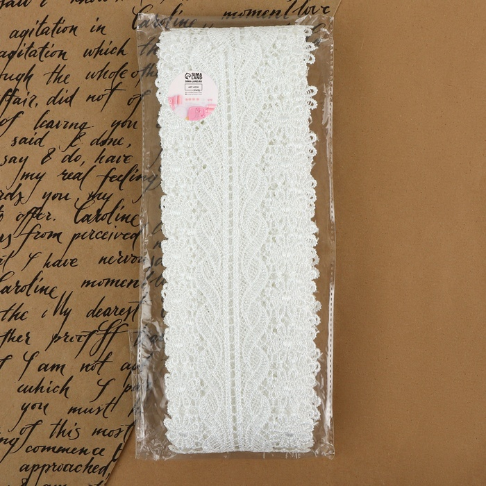 Кружево гипюровое, 80 мм &times; 6,8 &plusmn; 0,5 м, цвет белый