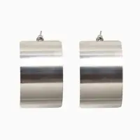 Серьги металл "Дуга"  гладкая, тренд, цвет серебро