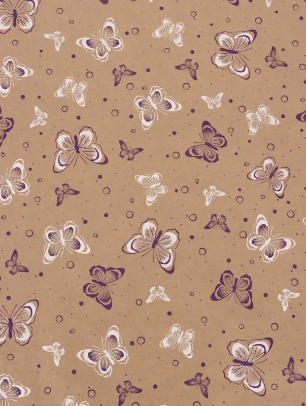 Бумага упаковочная крафт &laquo;Бабочки&raquo;, фиолетовый/белый, 0.72&times;10&plusmn;5% м, 60 г