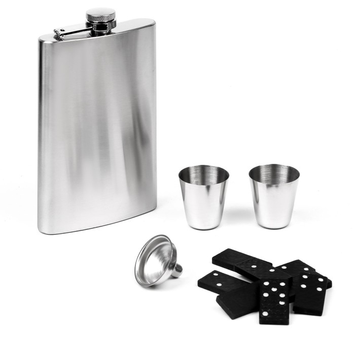 Подарочный набор 5 в 1: фляжка 300 мл, рюмки 30 мл, воронка 2.5 x 3.5 см, домино Подарочный набор 5 в 1: фляжка 300 мл, рюмки 30 мл, воронка 2.5 x 3.5 см, домино