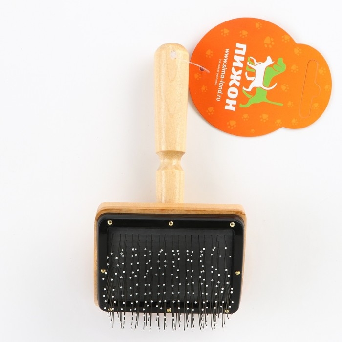 Щётка - пуходёрка деревянная Щётка - пуходёрка деревянная "Премиум" с каплями, для длинношерстных животных, основание 80 х 60 мм