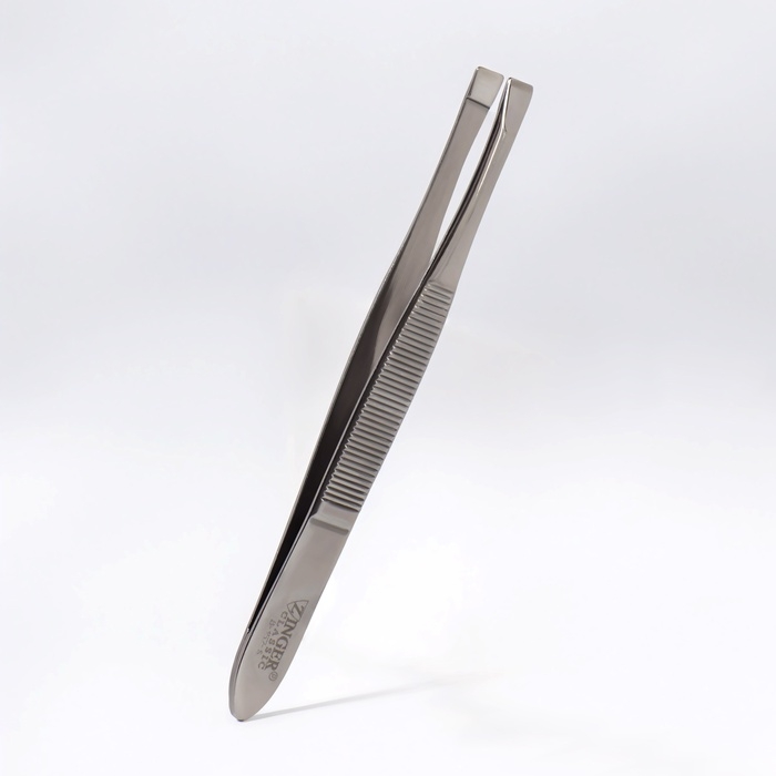 Пинцет прямой ZINGER, узкий, 9 см, на блистере, цвет серебристый, В-157-S