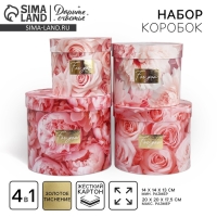 Набор шляпных коробок для цветов 4 в 1, упаковка подарочная, «Нежные цветы», 14 х 13 см - 20 х 17,5 см Набор шляпных коробок для цветов 4 в 1, упаковка подарочная, «Нежные цветы», 14 х 13 см - 20 х 17,5 см