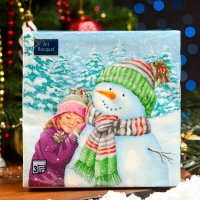 Новогодние салфетки бумажные Art Bouquet &laquo;Мой любимый снеговик&raquo;, 3 слоя, 33х33, 20 шт.