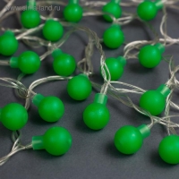 Гирлянда &laquo;Нить&raquo; 5 м с насадками &laquo;Шарики зелёные&raquo;, IP20, прозрачная нить, 30 LED, свечение зелёное, 8 режимов, 220 В