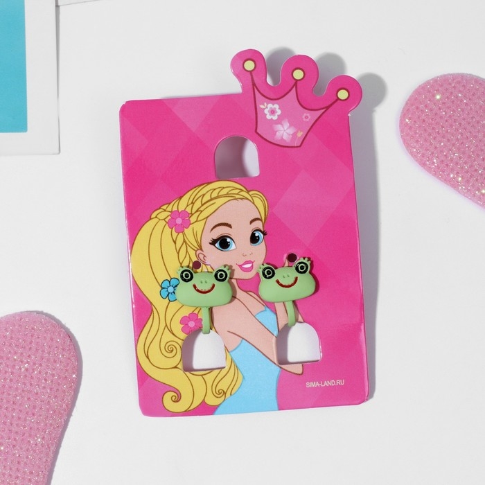 Клипсы детские &laquo;Выбражулька&raquo; лягушки, цвет зелёный