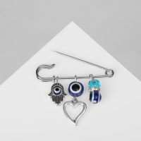 Булавка-оберег &laquo;На встречу второй половинки&raquo;, цвет синий в серебре