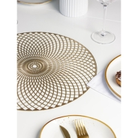 Набор салфеток сервировочных на стол Доляна &laquo;Вира&raquo;, 4 шт, d=38 см, цвет золотой