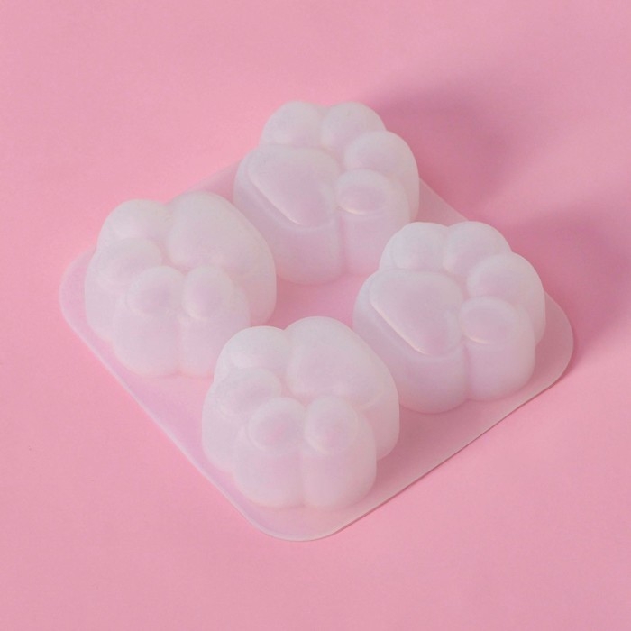 Молд Доляна &laquo;Лапки&raquo;, силикон, 9,5&times;9&times;2,5 см, ячейка 4&times;4 см, цвет белый