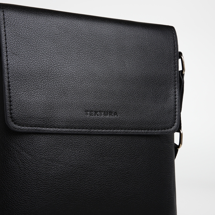 Сумка мужская через плечо TEXTURA, наружный карман, цвет чёрный Сумка мужская через плечо TEXTURA, наружный карман, цвет чёрный