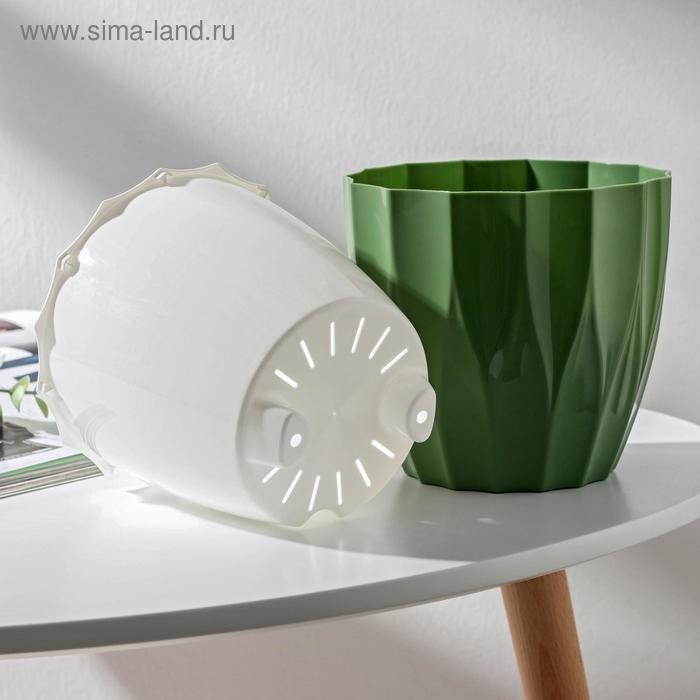 Кашпо для цветов со вставкой &laquo;Флюте&raquo;, 3 л, цвет малахит