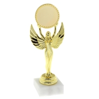 Наградная фигура &laquo;Ника с шаром&raquo;, подставка камень белая, 18 х 7 х 5 см.