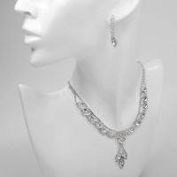 Набор 2 предмета: серьги, колье &laquo;Листопад&raquo; ромб, цвет белый в серебре, 45 см