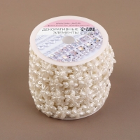 Жемчуг на нитях, плоский, &laquo;Цветы&raquo;, 15 мм, 9 &plusmn; 1 м, цвет белый