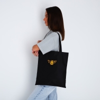 Шопер текстильный с вышивкой BEE , 40х35 см, чёрный цвет Шопер текстильный с вышивкой BEE , 40х35 см, чёрный цвет