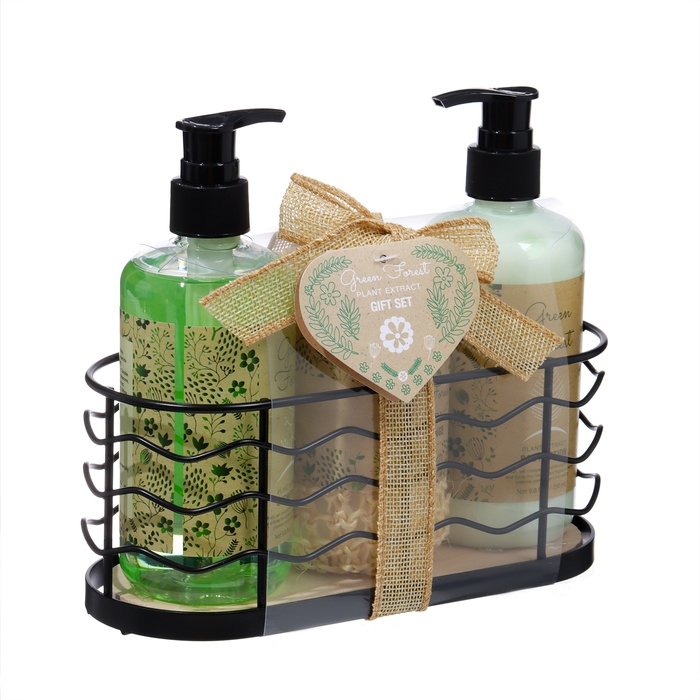 Подарочный набор Green Forest: гель для душа 290 мл, лосьон 290 мл, мочалка Подарочный набор Green Forest: гель для душа 290 мл, лосьон 290 мл, мочалка