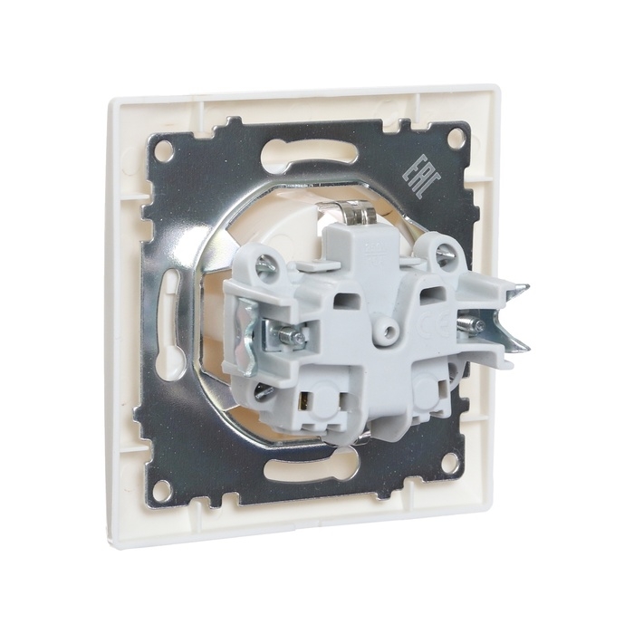 Розетка одноместная Luazon Lighting "Антей", 16 А, скрытая, с з/к, белая