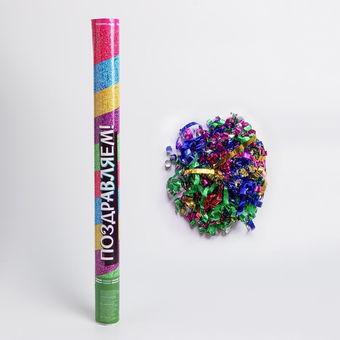 Хлопушка пневматическая «Поздравляем!», 60см Хлопушка пневматическая «Поздравляем!», 60см