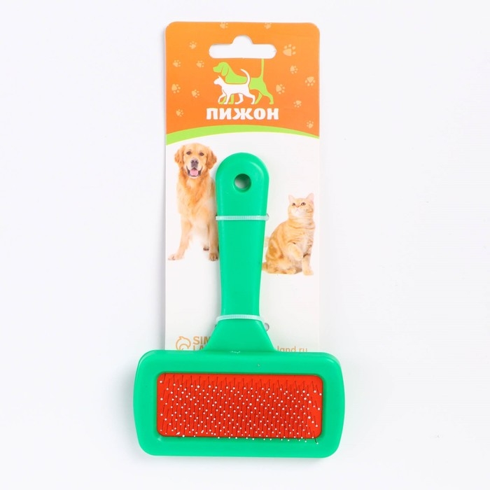 Пуходёрка Пуходёрка "Симпл" с каплями, с пластиковой ручкой 9,2 х 13,2 см, зелёная