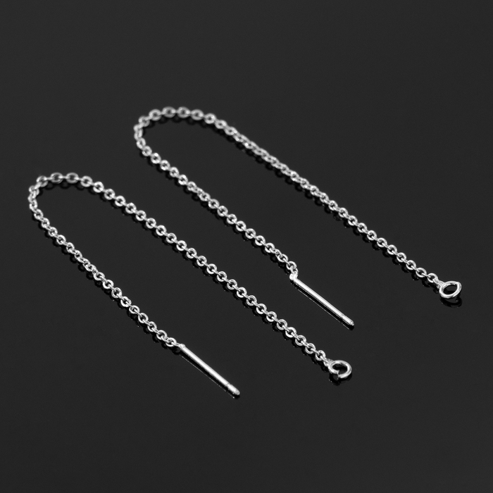 Основы для пусет 100&times;0,8 мм, протяжки с цепочкой, цвет серебро (пара)